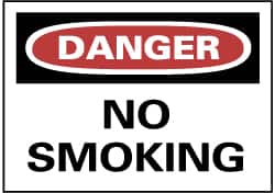 NMC - "Danger - No Smoking", 10" Long x 14" Wide, Rigid Plastic Safety Sign - Rectangle, 0.05" Thick, Use for Accident Prevention - Caliber Tooling