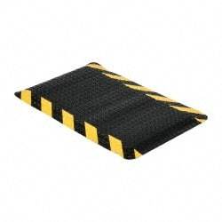 PRO-SAFE - 48' Long x 2' Wide, Dry Environment, Anti-Fatigue Matting - Black with Yellow Chevron Borders, Vinyl with Vinyl Sponge Base, Beveled on 4 Sides - Caliber Tooling