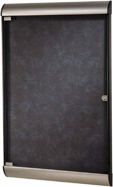 Ghent - 96" Wide x 47.13" High Enclosed Cork Bulletin Board - Natural Cork, Aluminum Frame - Caliber Tooling