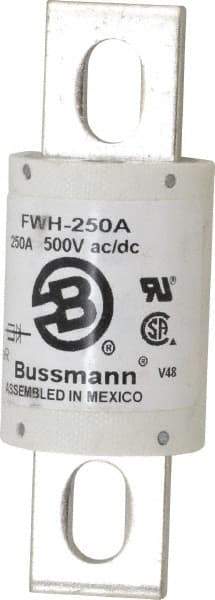 Cooper Bussmann - 500 VAC/VDC, 250 Amp, Fast-Acting Semiconductor/High Speed Fuse - Bolt-on Mount, 4-11/32" OAL, 200 (RMS Symmetrical), 50 at DC kA Rating, 1-1/2" Diam - Caliber Tooling