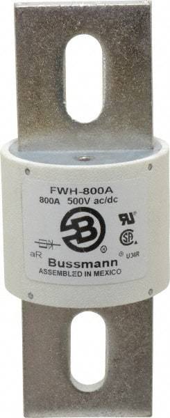 Cooper Bussmann - 500 VAC/VDC, 800 Amp, Fast-Acting Semiconductor/High Speed Fuse - Bolt-on Mount, 6-15/32" OAL, 200 (RMS Symmetrical), 50 at DC kA Rating, 2-1/2" Diam - Caliber Tooling