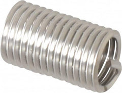 Recoil - 1/4-28 UNF, 5/8" OAL, Free Running Helical Insert - 14-1/2 Free Coils, Tanged, Stainless Steel, Bright Finish, 2-1/2D Insert Length - Exact Industrial Supply