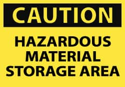 NMC - "Caution - Hazardous Material Storage Area", 7" Long x 10" Wide, Rigid Plastic Safety Sign - Rectangle, 0.05" Thick, Use for Hazardous Materials - Caliber Tooling