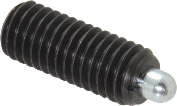 Gibraltar - 1/2-13, 1-1/4" Thread Length, 1/4" Plunger Projection, Steel Threaded Spring Plunger - 1/4" Max Plunger Diam, 1-1/4" Plunger Length, 2.7 Lb Init End Force, 9.3 Lb Final End Force - Caliber Tooling