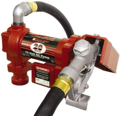 Tuthill - 20 GPM, 1" Hose Diam, DC High Flow Tank Pump with Manual Nozzle - 1" Inlet, 1" Outlet, 12 Volts, 12' Hose Length, 1/4 hp - Caliber Tooling