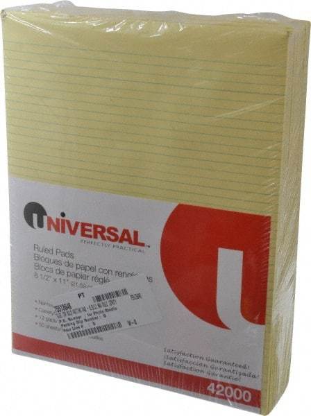 UNIVERSAL - 50 Sheet, 8-1/2 x 11", Glue Top Ruled Writing Pad - Canary - Caliber Tooling