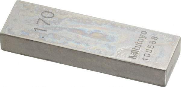 Mitutoyo - 0.17" Rectangular Steel Gage Block - Accuracy Grade 0, Includes Certificate of Inspection - Caliber Tooling