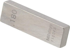 Mitutoyo - 0.18" Rectangular Steel Gage Block - Accuracy Grade 0, Includes Certificate of Inspection - Caliber Tooling