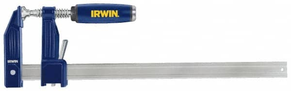 Irwin - 12" Capacity, 3-1/8" Throat Depth Bar Clamp - 1,000 Lb Clamping Pressure, 12" OAL - Caliber Tooling