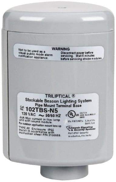 Edwards Signaling - Flashing and Steady, Stackable Tower Light Base Unit - 120 VAC, 0.60 Amp, IP54, IP65 Ingress Rating, 3R, 4X NEMA Rated, Pipe Mount - Caliber Tooling