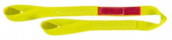 Lift-All - 3' Long x 2" Wide, 1,200 Lb Vertical Capacity, 1 Ply, Nylon Web Sling - 950 Lb Choker Capacity, Yellow - Caliber Tooling