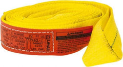 Lift-All - 14' Long x 2" Wide, 3,200 Lb Vertical Capacity, 1 Ply, Polyester Web Sling - 2,500 Lb Choker Capacity, Yellow - Caliber Tooling