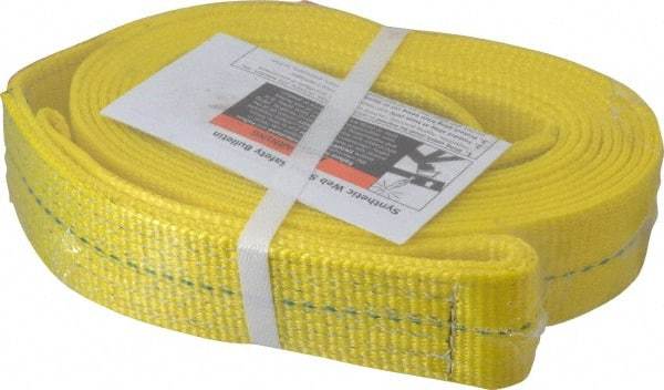 Lift-All - 20' Long x 2" Wide, 3,200 Lb Vertical Capacity, 1 Ply, Polyester Web Sling - 2,500 Lb Choker Capacity, Yellow - Caliber Tooling