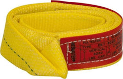 Lift-All - 3' Long x 2" Wide, 3,200 Lb Vertical Capacity, 1 Ply, Polyester Web Sling - 2,500 Lb Choker Capacity, Yellow - Caliber Tooling