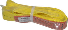 Lift-All - 6' Long x 2" Wide, 3,200 Lb Vertical Capacity, 1 Ply, Polyester Web Sling - 2,500 Lb Choker Capacity, Yellow - Caliber Tooling