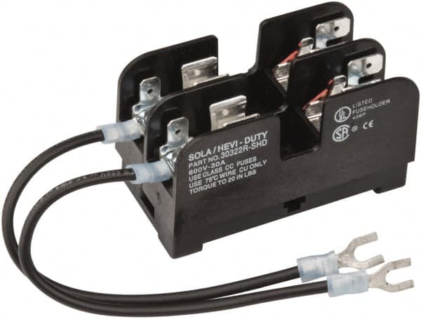 Sola/Hevi-Duty - 250 VAC, 15 Amp, Fuse Block - Caliber Tooling