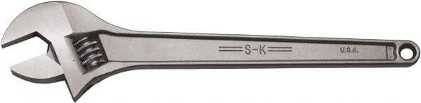 SK - 2-1/4" Jaw Capacity, 18" Standard Adjustable Wrench - Stainless Steel, Chrome Finish, 18" OAL - Caliber Tooling