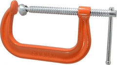 Gibraltar - Regular-Duty 6" Max Opening, 3-1/4" Throat Depth, Forged Steel Standard C-Clamp - 6,600 Lb Capacity, 0" Min Opening, Deep Throat - Caliber Tooling