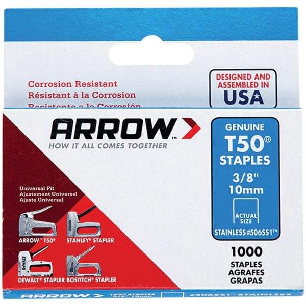 Arrow - 3/8" Wide Stainless Steel Heavy-Duty Staples - 3/8" Leg Length - Caliber Tooling