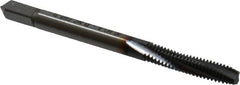 OSG - #8-32 UNC 3 Flute 3B Modified Bottoming Spiral Flute Tap - Powdered Metal, TiCN Finish, 2-1/8" OAL, Right Hand Flute, Right Hand Thread, H2, Series EXOTAP VC-10TI - Caliber Tooling