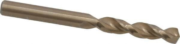 Cleveland - 7/32" 135° Parabolic Flute Cobalt Screw Machine Drill Bit - Oxide/Gold Finish, Right Hand Cut, 1-1/4" Flute Length, 2-3/8" OAL, Split Point, Straight Shank - Caliber Tooling