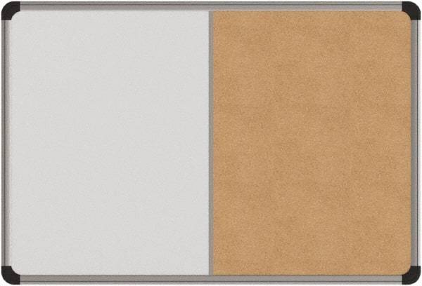 UNIVERSAL - 24" Wide x 18" High Dry Erase Combination Cork Bulletin Board - Melamine, Natural & White - Caliber Tooling