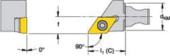 Kennametal - Right Hand Cut, Size KM12, DCMT 32.52 Insert Compatiblity, External Modular Turning & Profiling Cutting Unit Head - 8mm Ctr to Cutting Edge, 20mm Head Length, Through Coolant, Series Micro Screw-On - Caliber Tooling