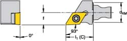 Kennametal - Left Hand Cut, Size KM16, DC.. Insert Compatiblity, External Modular Turning & Profiling Cutting Unit Head - 10mm Ctr to Cutting Edge, 20mm Head Length, Through Coolant, Series Micro Screw-On - Caliber Tooling