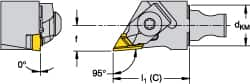 Kennametal - Right Hand Cut, Size KM16, NKL Insert Compatiblity, Modular Turning & Profiling Cutting Unit Head - 10mm Ctr to Cutting Edge, 30mm Head Length, Through Coolant, Series Micro Top Notch - Caliber Tooling