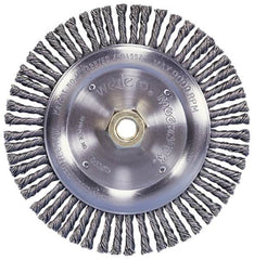 Weiler - 12" OD, 1-1/4" Arbor Hole, Knotted Steel Wheel Brush - 3/4" Face Width, 2-3/4" Trim Length, 0.016" Filament Diam, 3,600 RPM - Caliber Tooling