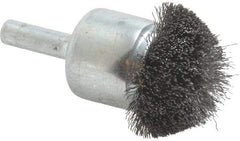 Weiler - 1-1/4" Brush Diam, Crimped, Flared End Brush - 1/4" Diam Shank, 20,000 Max RPM - Caliber Tooling