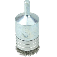 Weiler - End Brushes; Brush Diameter (Inch): 1 ; Fill Material: Stainless Steel ; Filament/Wire Diameter Range (Decimal Inch): 0.0201 and Above ; Filament/Wire Diameter (Decimal Inch): 0.0060 ; Wire Type: Crimped Wire ; Bridled: Yes - Exact Industrial Supply