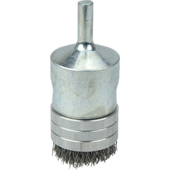 Weiler - End Brushes; Brush Diameter (Inch): 1 ; Fill Material: Stainless Steel ; Filament/Wire Diameter Range (Decimal Inch): 0.0201 and Above ; Filament/Wire Diameter (Decimal Inch): 0.0104 ; Wire Type: Crimped Wire ; Bridled: Yes - Exact Industrial Supply