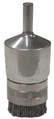 Weiler - 180 Grit, 3/4" Brush Diam, Crimped, End Brush - Very Fine Grade, 1/4" Diam Shank, 10,000 Max RPM - Caliber Tooling