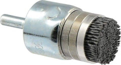 Weiler - 120 Grit, 1" Brush Diam, Crimped, End Brush - Fine Grade, 1/4" Diam Shank, 10,000 Max RPM - Caliber Tooling