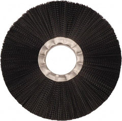 Weiler - 8" OD, 2" Arbor Hole, Nylon Wheel Brush - 3/4" Face Width, 2-1/2" Trim Length, 0.02" Filament Diam, 5,000 RPM - Caliber Tooling