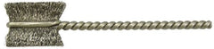 Weiler - 1-1/8" Diam Helical Stainless Steel Tube Brush - 0.008" Filament Diam, 1" Brush Length, 3-1/2" OAL, 1/4" Diam Stainless Steel Shank - Caliber Tooling