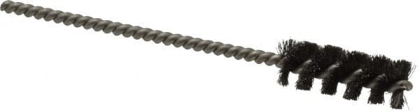 Weiler - 1" Long x 3/8" Diam Steel Tube Brush - Single Spiral, 3-1/2" OAL, 0.004" Wire Diam, 1/8" Shank Diam - Caliber Tooling