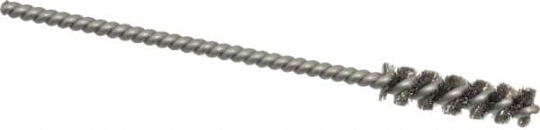 Weiler - 1/4" Diam Helical Stainless Steel Tube Brush - 0.004" Filament Diam, 1" Brush Length, 3-1/2" OAL, 1/8" Diam Stainless Steel Shank - Caliber Tooling