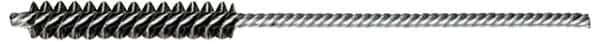 Weiler - 1-1/2" Long x 3/16" Diam Steel Hand Tube Brush - Single Spiral, 7" OAL, 0.003" Wire Diam, 3/32" Shank Diam - Caliber Tooling