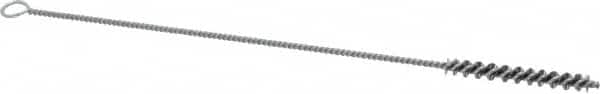 Weiler - 1-1/2" Long x 3/16" Diam Steel Hand Tube Brush - Single Spiral, 7" OAL, 0.005" Wire Diam, 3/32" Shank Diam - Caliber Tooling