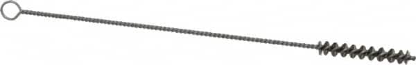 Weiler - 1-1/2" Long x 1/4" Diam Steel Hand Tube Brush - Single Spiral, 7" OAL, 0.003" Wire Diam, 3/32" Shank Diam - Caliber Tooling