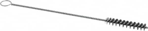 Weiler - 2" Long x 3/8" Diam Steel Hand Tube Brush - Single Spiral, 8" OAL, 0.006" Wire Diam, 1/8" Shank Diam - Caliber Tooling