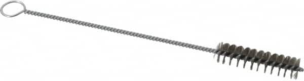 Weiler - 2" Long x 1/2" Diam Steel Hand Tube Brush - Single Spiral, 8" OAL, 0.004" Wire Diam, 1/8" Shank Diam - Caliber Tooling