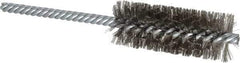 Weiler - 1" Diam Helical Stainless Steel Tube Brush - Double Spiral, 0.006" Filament Diam, 2-1/2" Brush Length, 5-1/2" OAL, 1/4" Diam Shank - Caliber Tooling