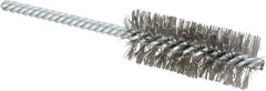 Weiler - 1" Diam Helical Stainless Steel Tube Brush - Double Spiral, 0.0104" Filament Diam, 2-1/2" Brush Length, 5-1/2" OAL, 1/4" Diam Shank - Caliber Tooling