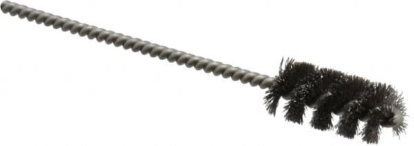 Weiler - 7/16" Diam Helical Steel Tube Brush - 0.005" Filament Diam, 1" Brush Length, 3-1/2" OAL, 1/8" Diam Stainless Steel Shank - Caliber Tooling