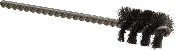 Weiler - 11/16" Diam Helical Steel Tube Brush - 0.005" Filament Diam, 1" Brush Length, 3-1/2" OAL, 3/16" Diam Stainless Steel Shank - Caliber Tooling