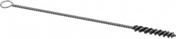 Weiler - 1-1/2" Long x 1/4" Diam Steel Hand Tube Brush - Single Spiral, 7" OAL, 0.006" Wire Diam, 3/32" Shank Diam - Caliber Tooling
