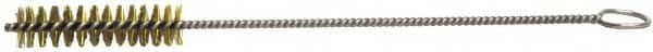 Weiler - 1-1/2" Long x 1/4" Diam Stainless Steel Hand Tube Brush - Single Spiral, 7" OAL, 0.005" Wire Diam, 3/32" Shank Diam - Caliber Tooling